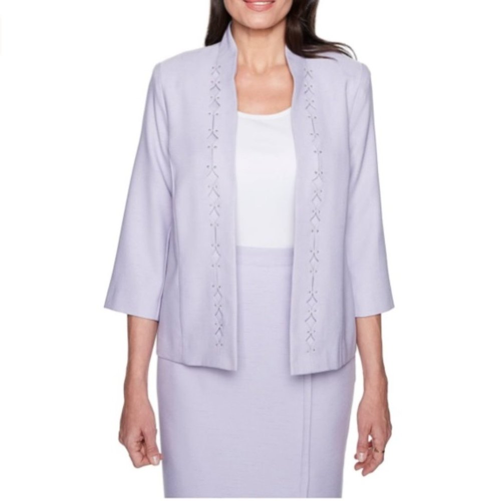 Alfred Dunner Women's Roman Holiday Lilac Cut Out Suit Jacket Size 24W Blazer NW
